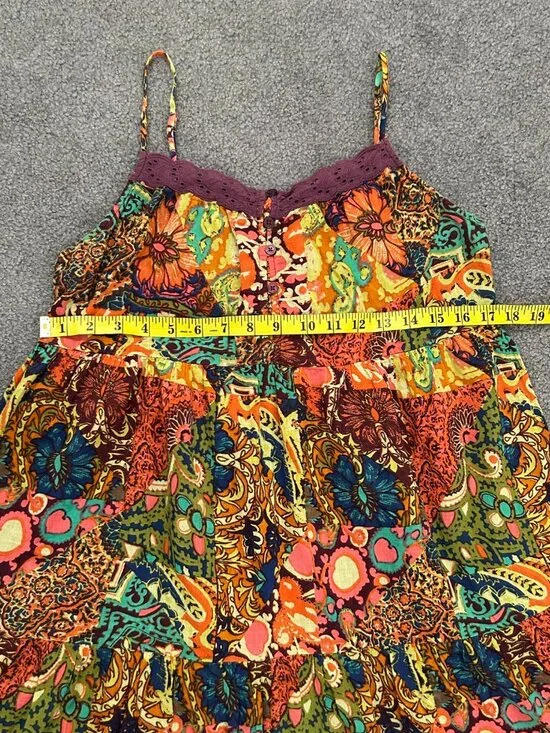 Urban Outfitters | Hanna Cecilia Tiered Mini Dress, Multi Colored Boho, size M - Picture 6 of 10